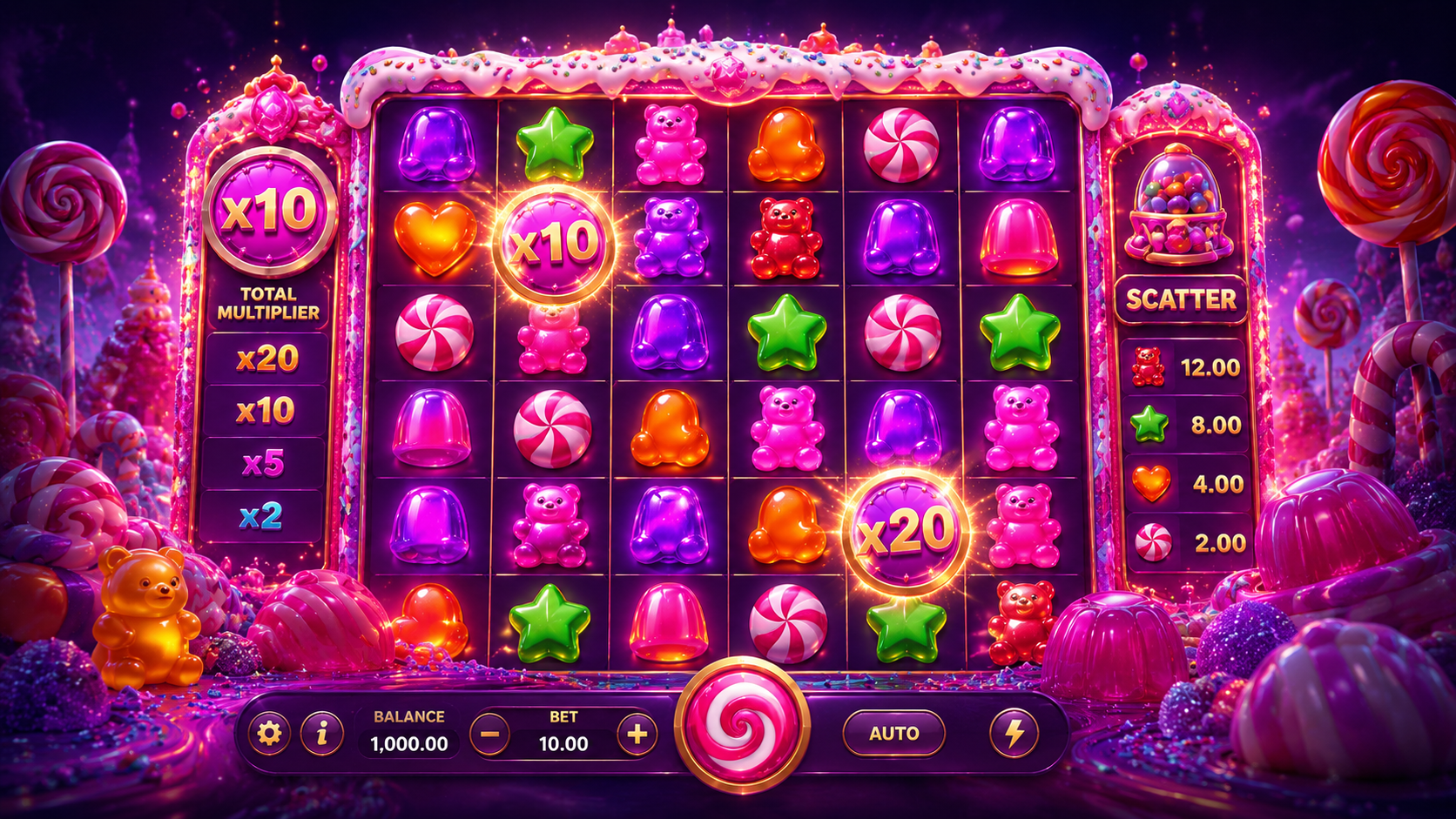 Sugar Rush Super Scatter demo oyun ekranı önizlemesi